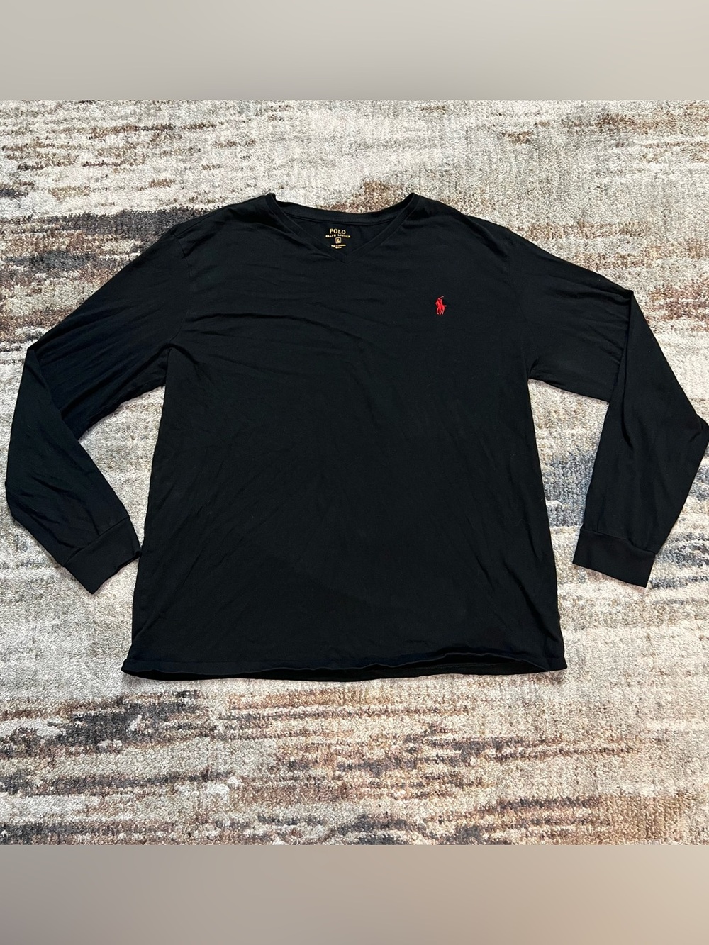 Polo Ralph Lauren Long sleeve V neck Tee Black Size XL